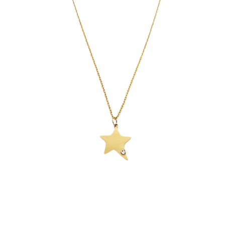 necklace steel gold star with strass2